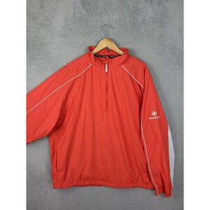 Sunice Weather Jacket Mens XL Orange 1/4 Zip Golf Windbreaker Colorblock Rugby
